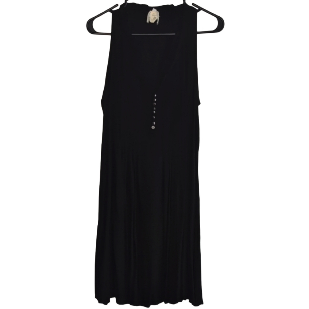 Sea Jewels Medium Black Boho Beach Sleeveless Dress Cover Up Goth